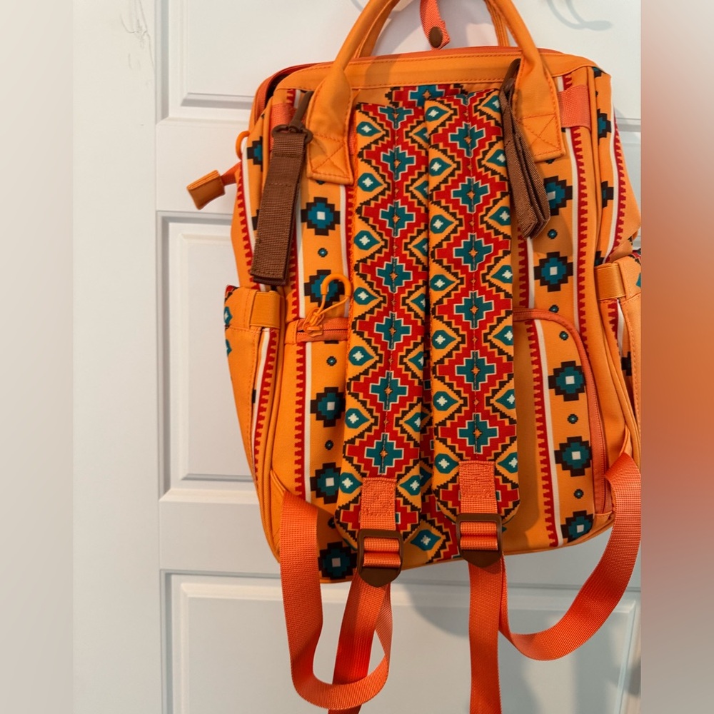 Wrangler Callie Orange Aztec Pattern Backpack - N… - image 2